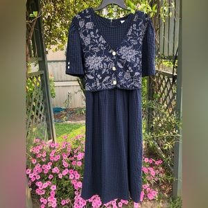 Vintage Sarah Richards Plus XXL Navy Vest Dress